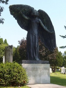 The Black Angel located in Oakland Cemetery